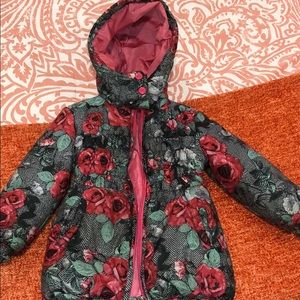 Guess rose printed puffer coat 24month